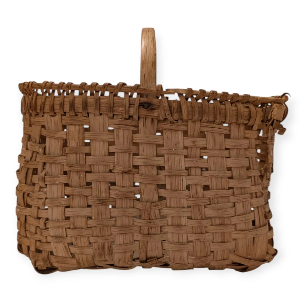 ANTIQUE Woven Americana Basket Farmhouse Storage Vintage 1920